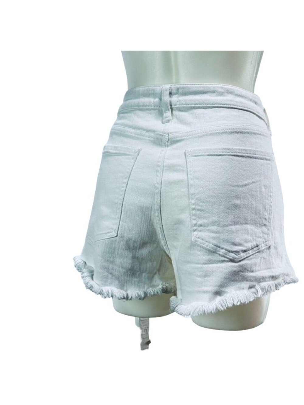 PISTOLA Women's Shorts White Cotton Denim Jean Frayed Edge Hem Stretch Size 32 - Picture 6 of 15
